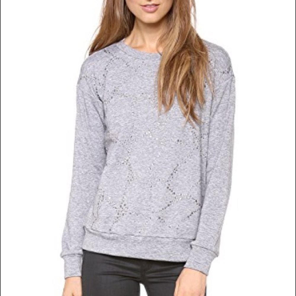 Rebecca Taylor Grey Faceted Embellished Sweatshirt
